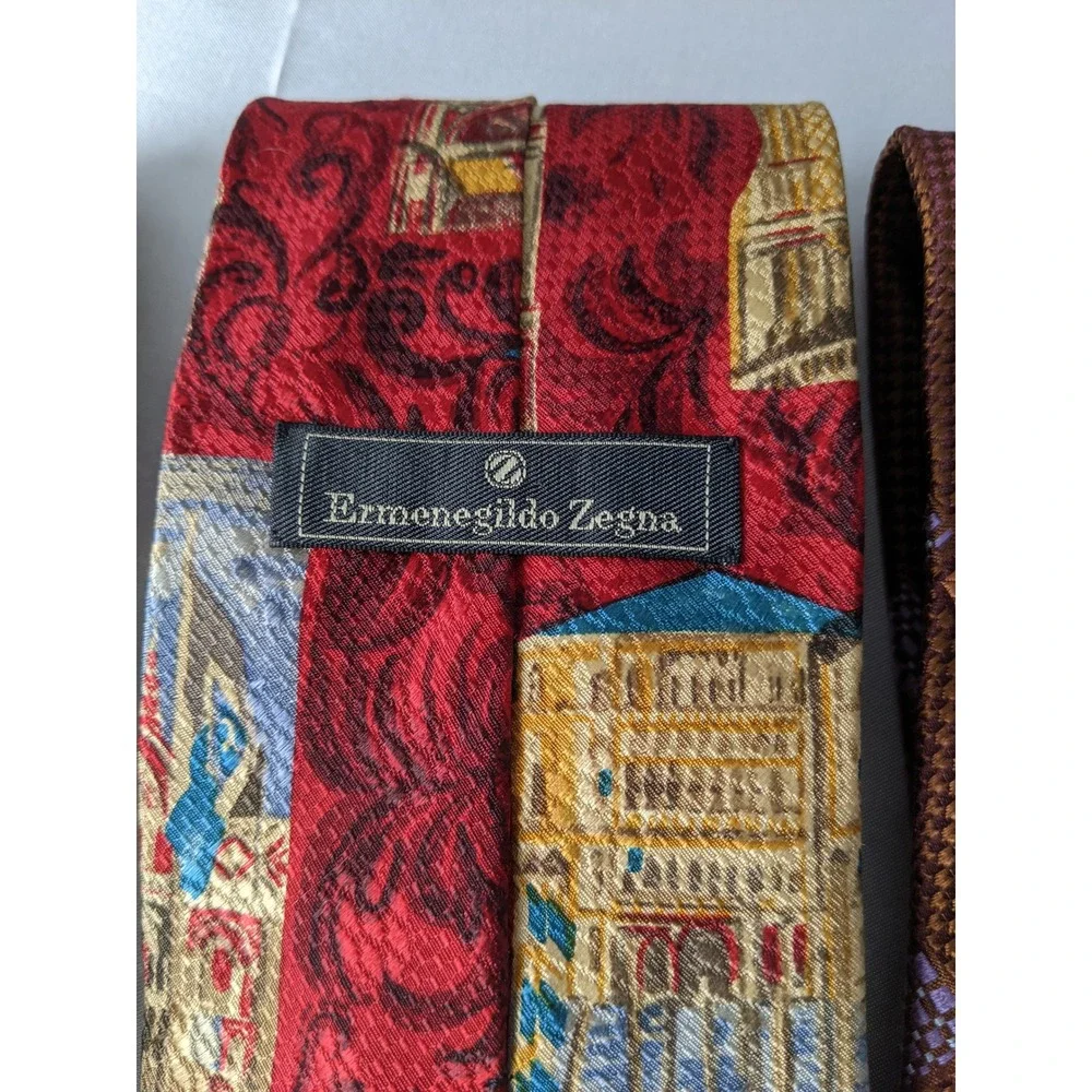 Ermenegildo Zegna Silk Tie Lot of 5 Mens Designer Italian Neckties Geometric